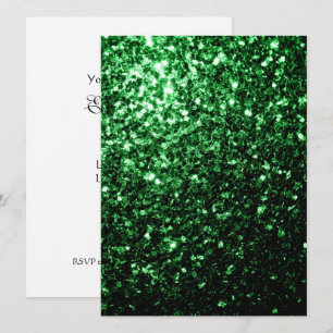 Invitación Glamour purpurina verde oscuro brilla personalismo