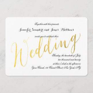 Invitación Glamour Relieve metalizado dorado | Elegantes invi