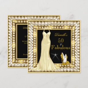 Invitación Glamour Retro Hollywood Fabuloso 50 Oro Deco