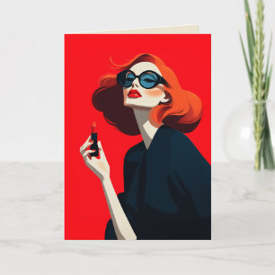 Invitación Glamour retro rojo audaz