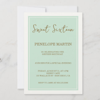 Invitación Glamour romántico dulce dieciséis - aqua