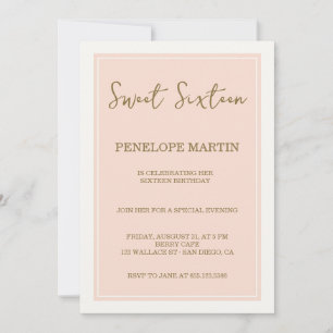 Invitación Glamour romántico dulce dieciséis - rosa salmón