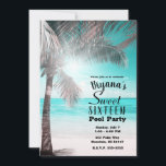 Invitación Glamour Tropical Rosa Azul Aqua Playa Palma Dulces<br><div class="desc">Personalice para cualquier evento.</div>