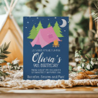 Glamping Chicas Camping fiesta de cumpleaños Invit