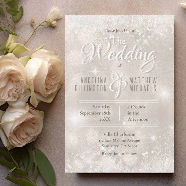 Invitación Glamurosa Boda de Lujo con Brillo de Champán (Glamorous Champagne Glitter Luxury Wedding Invitation)