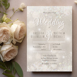 Invitación Glamuroso Purpurina de Champagne Boda de lujo