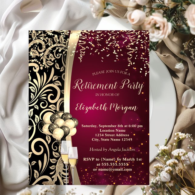 Invitación Glas De Swirls De Oro, Talones Altos, Jubilación R (Subido por el creador)