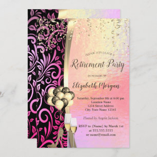 Invitación Glas De Swirls Elegante,Tos Altos,Jubilación