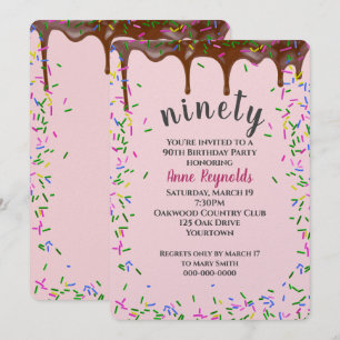 Invitación Glaseado de Chocolate con Purpurina para Cumpleaño