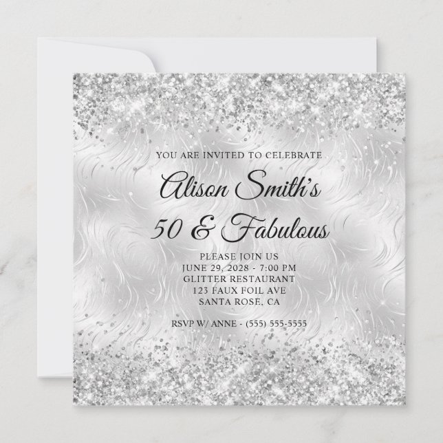 Invitación Glass 50 de plata Purpurinoso y fabuloso (Anverso)