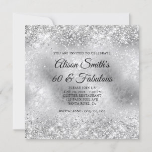 Invitación Glass 60 de plata Purpurinoso y fabuloso