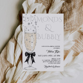 Invitación Glass de Champagne Elegant Bow Bridal Shower