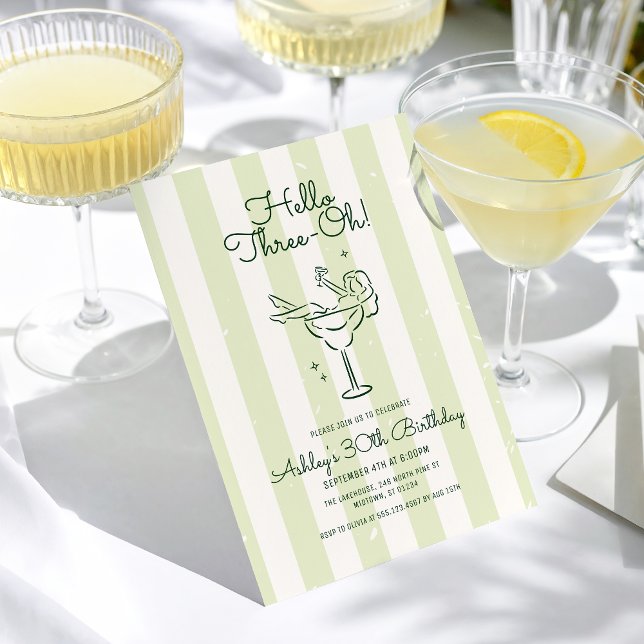 Invitación Glass suave de cóctel de mano verde trenzado 30 cu (Subido por el creador)