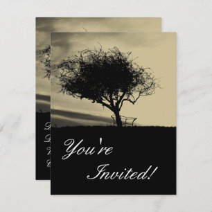 Invitación Glastonbury Hawthorn. Árbol en la colina. Color Se