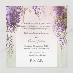 Invitación Glicinias violetas personalizadas casando la