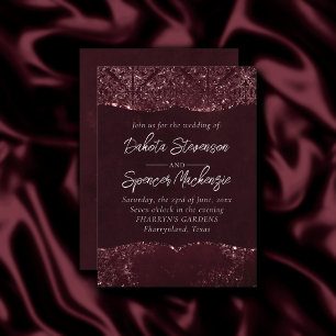 Invitación Glimmery Wine Grunge Sangria Bordeaux Damask