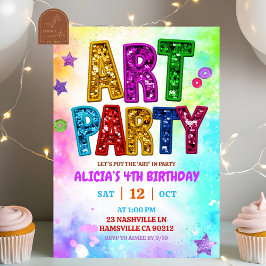Invitación Glitter Colorful Sequin Art Party Birthday
