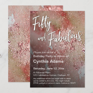 Invitación Glitter de Acuarela Roja Abstracta Cincuenta y Fab