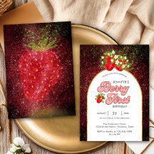 Glitter de Fresa Cumpleaños 1er Oro Negro Berry