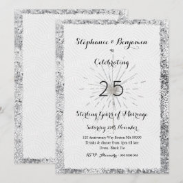 Invitación Glitter Elegante Chic Aniversario de Plata 25