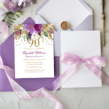 Glitter Floral Brillante Amatista 90 Cumpleaños