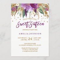 Glitter Floral Brillante Amatista Dulces Dieciséis
