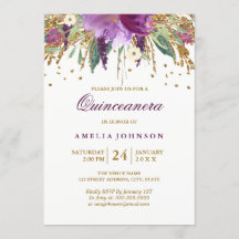 Glitter Floral Brillante Ametista Quinceañera