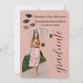 Invitación Glitter Graduation Invitation Card with Photos 