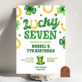 Invitación Glitter Lucky Seven St Patrick Birthday
