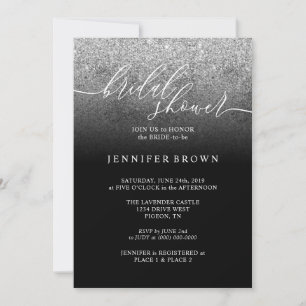 Invitación Glitter Plata SPARKle Firma Despedida de Soltera
