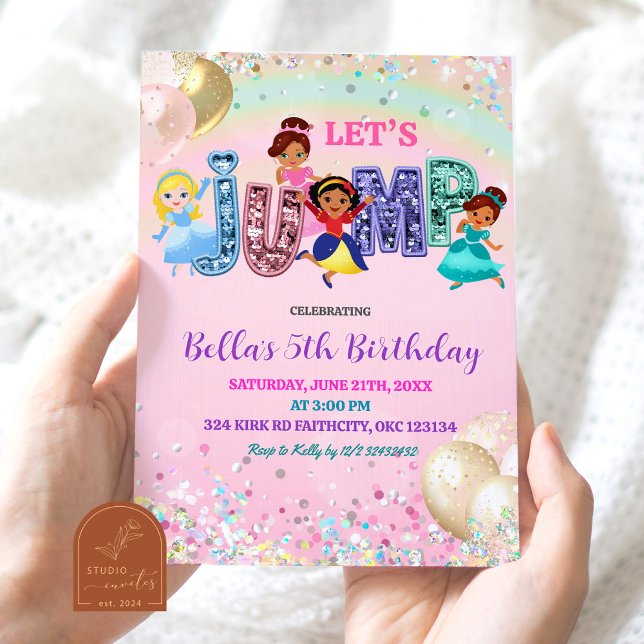 Invitación Glitter Sequin Jump Princess Costume Party (Subido por el creador)