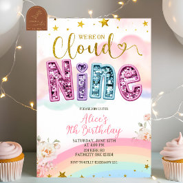 Invitación Glitter sequin pastel cloud nine birthday