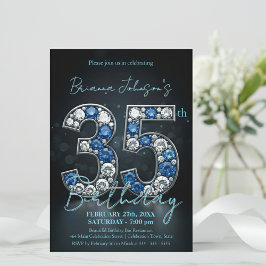 Invitación Glittering Sapphire Diamond 35 cumpleaños