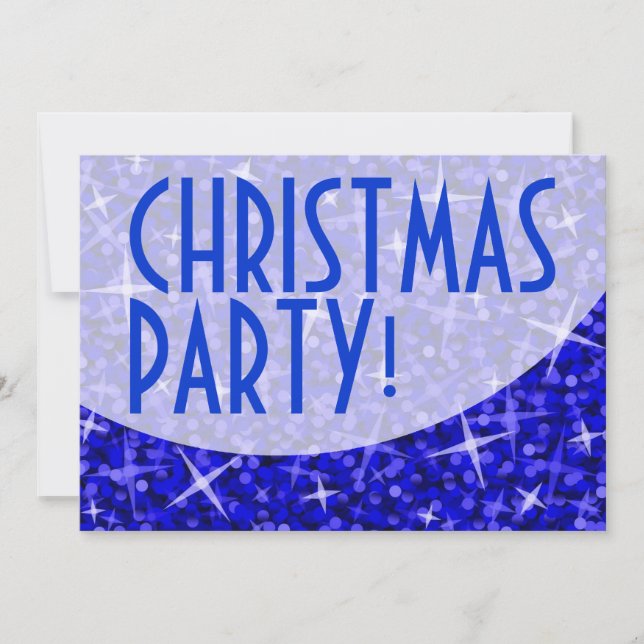 Invitación Glitz Dark Blue curva "Fiesta de Navidades" (Anverso)