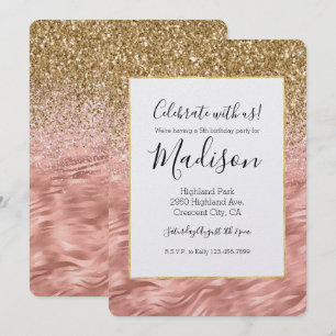 Invitación Glitz de impresión de cebra rosa de moda