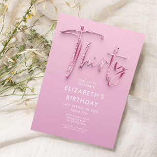 Invitación Glitz, Fiesta de cumpleaños Rosado 30