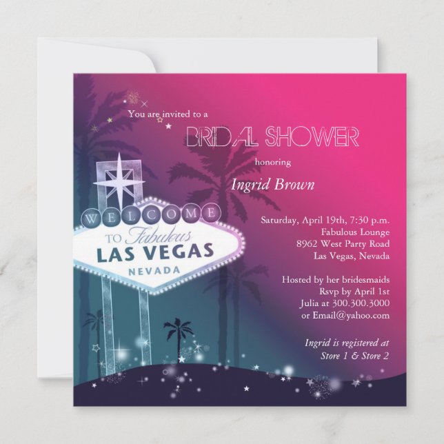 Invitación Glitz & Glam Las Vegas Bridal Shower (Anverso)