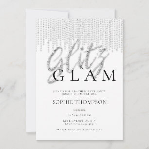 Invitación Glitz Glam Purpurina Dris Elegante Bachelorette
