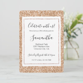 Invitación Glitz Purpurina de Rubor de Peach Rosa Gold