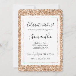 Invitación Glitz Purpurina de Rubor de Peach Rosa Gold