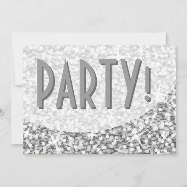 Invitación Glitz "Silver" curva "Fiesta"!invitación (Anverso)