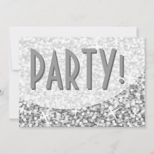 Invitación Glitz "Silver" curva "Fiesta"!invitación
