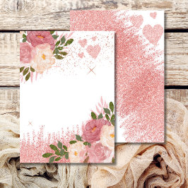 Invitación Glitz y Glam Rosa Oro Brillante en Blanco
