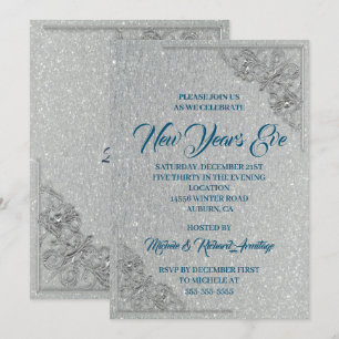 Invitación Glitzy Año Nuevo Eve