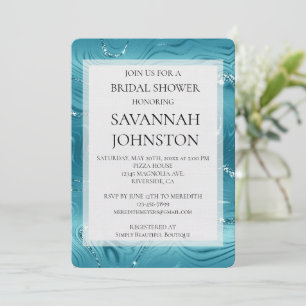 Invitación Glitzy Aqua Blue Turquoise Marble Brige ducha