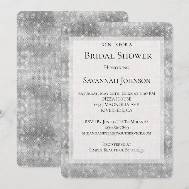 Invitación Glitzy Bridal Sparkle Glitzy (Anverso / Reverso)