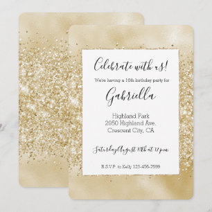 Invitación Glitzy de Glitter de Oro Amarillo
