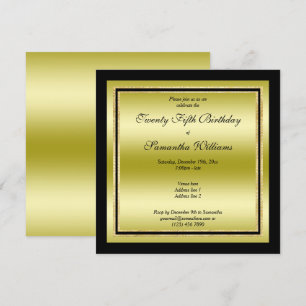 Invitación Glitzy Gold & Black Framed Birday