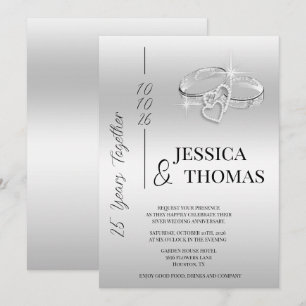 Invitación Glitzy Posh 25° Aniversario del Boda de Plata