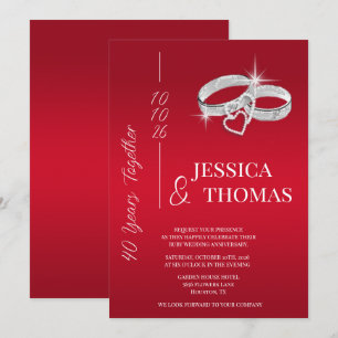 Invitación Glitzy Posh 40° Aniversario del Boda de Ruby